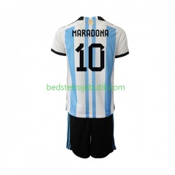 Argentina Maradona 10 Børn Hjemmebane Fodboldtrøje World Cup 2022 Kortærmet