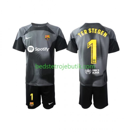 FC Barcelona Ter Stegen 1 Målmand Børn Udebane Fodboldtrøje 2022-2023 Kortærmet