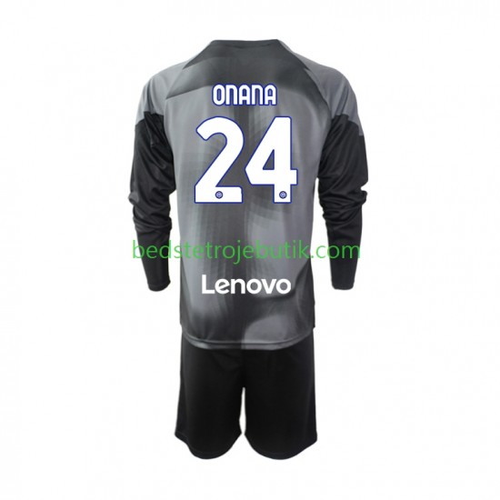 Inter Milan Andre Onana 24 Målmand Børn Hjemmebane Fodboldtrøje 2022-2023 Langærmet