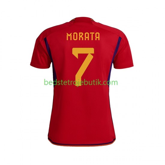 Spanien MORATA 7 Mænd Hjemmebane Fodboldtrøje World Cup 2022 Kortærmet