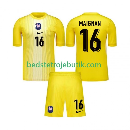 Frankrig Mike Maignan 16 Målmand Børn Hjemmebane Fodboldtrøje 2025 Kortærmet