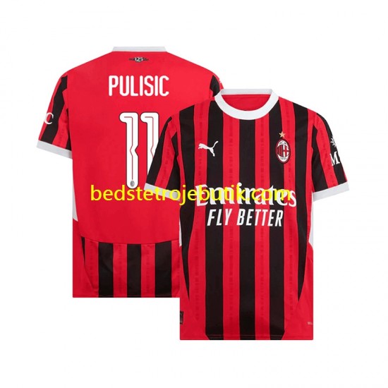 AC Milan UCL Font PULISIC 11 Mænd Hjemmebane Fodboldtrøje 2024-2025 Kortærmet