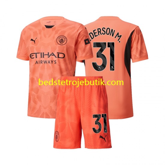 Manchester City Ederson M 31 Målmand Børn Udebane Fodboldtrøje 2024-2025 Kortærmet