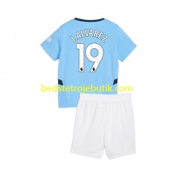 Manchester City Julian Alvarez 19 Børn Hjemmebane Fodboldtrøje 2024-2025 Kortærmet
