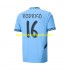 Manchester City UCL Font RODRIGO 16 Mænd Hjemmebane Fodboldtrøje 2024-2025 Kortærmet