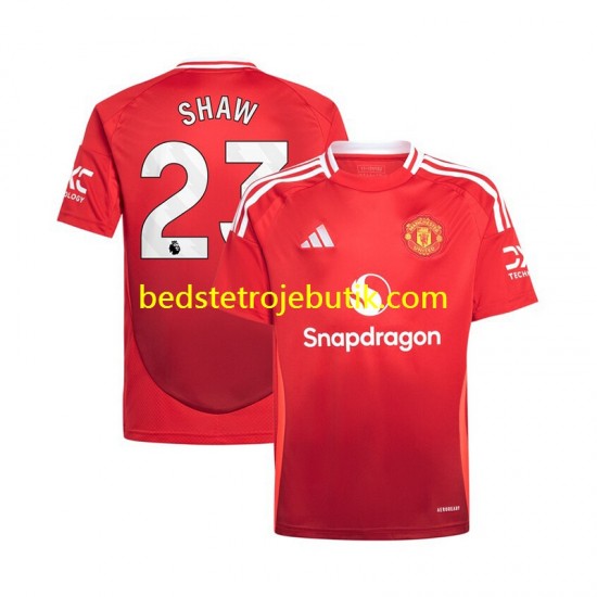 Manchester United Luke Shaw 23 Mænd Hjemmebane Fodboldtrøje 2024-2025 Kortærmet