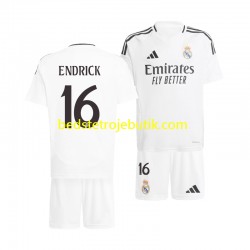 Real Madrid ENDRICK 16 Børn Hjemmebane Fodboldtrøje 2024-2025 Kortærmet