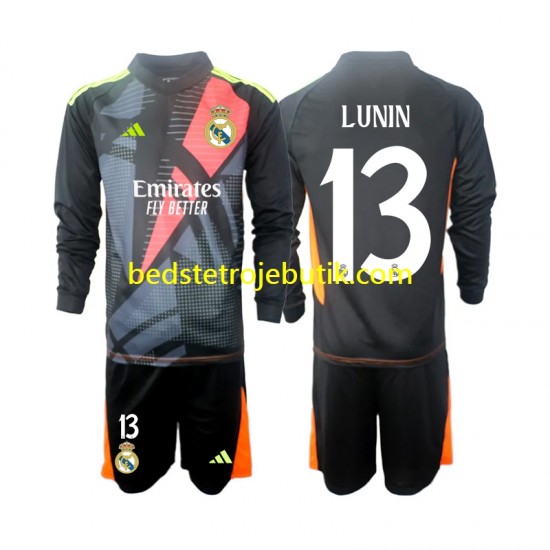 Real Madrid Andriy Lunin 13 Målmand Børn Udebane Fodboldtrøje 2024-2025 Langærmet
