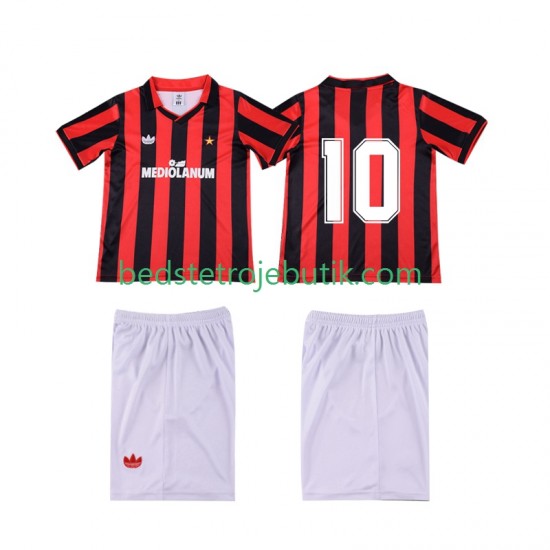 AC Milan 10 1990 1991 Retro Børn Hjemmebane Fodboldtrøje Kortærmet