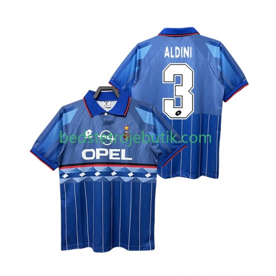 AC Milan ALDINI 3 1995 1996 Retro Mænd Udebane Fodboldtrøje Kortærmet