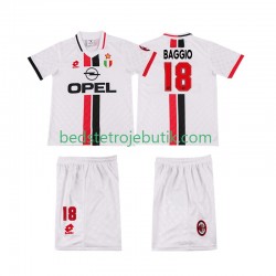 AC Milan BAGGIO 18 1996 1997 Retro Børn Udebane Fodboldtrøje Kortærmet
