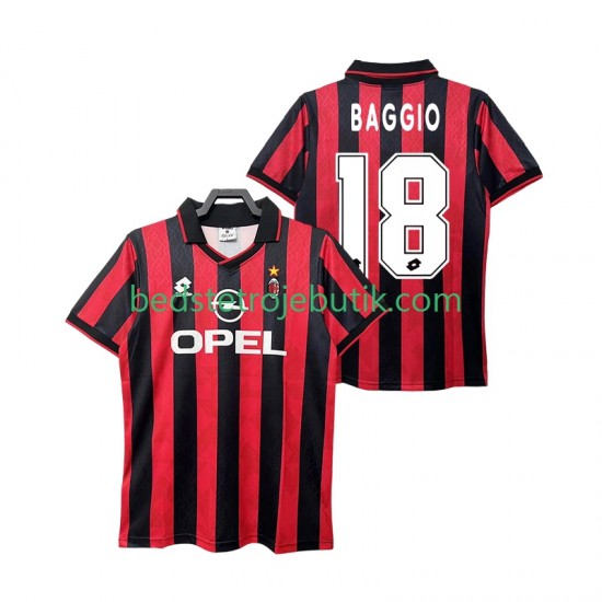AC Milan BAGGIO 18 1995 1996 Retro Mænd Hjemmebane Fodboldtrøje Kortærmet