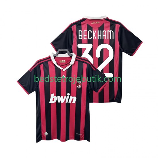 AC Milan BECKHAM 32 2009 Retro Mænd Hjemmebane Fodboldtrøje 2010 Kortærmet
