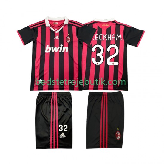 AC Milan BECKHAM 32 2009 Retro Børn Hjemmebane Fodboldtrøje 2010 Kortærmet