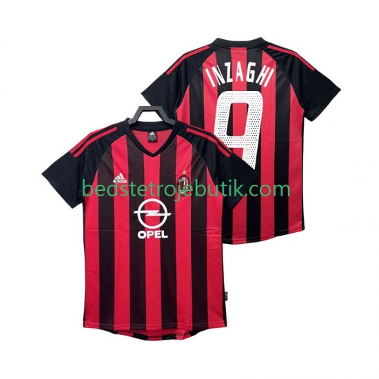 AC Milan INZAGHI 9 2003 Retro Mænd Hjemmebane Fodboldtrøje 2002 Kortærmet