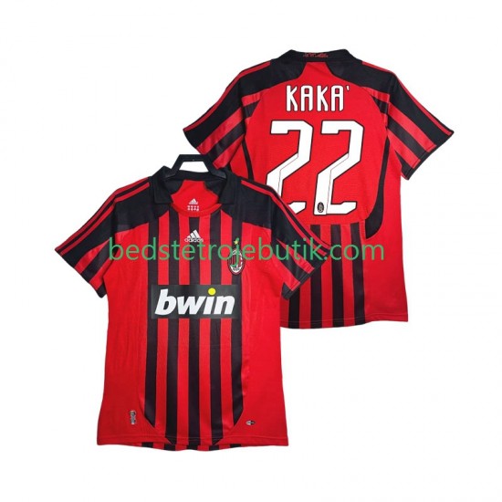AC Milan KAKA 22 2007 Retro Mænd Hjemmebane Fodboldtrøje 2008 Kortærmet