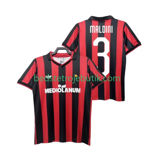 AC Milan MALDINI 3 1990 1991 Retro Mænd Hjemmebane Fodboldtrøje Kortærmet