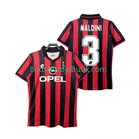 AC Milan MALDINI 3 1995 1996 Retro Mænd Hjemmebane Fodboldtrøje Kortærmet