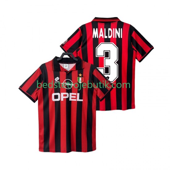 AC Milan MALDINI 3 1996 1997 Retro Mænd Hjemmebane Fodboldtrøje Kortærmet