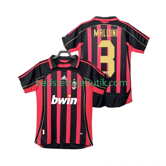 AC Milan MALDINI 3 2007 Retro Mænd Hjemmebane Fodboldtrøje 2006 Kortærmet