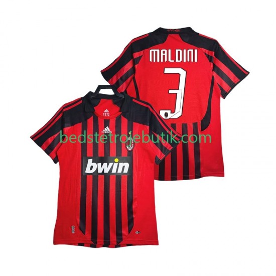 AC Milan MALDINI 3 2007 Retro Mænd Hjemmebane Fodboldtrøje 2008 Kortærmet