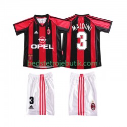 AC Milan MALDINI 3 Retro Børn Hjemmebane Fodboldtrøje 1999 1998 Kortærmet