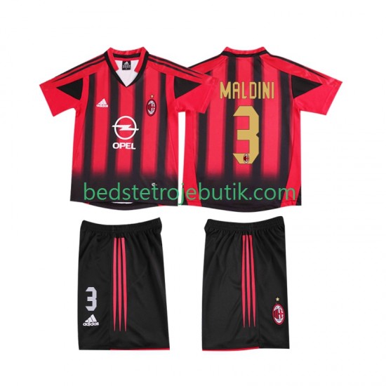 AC Milan MALDINI 3 2005 Retro Børn Hjemmebane Fodboldtrøje 2004 Kortærmet