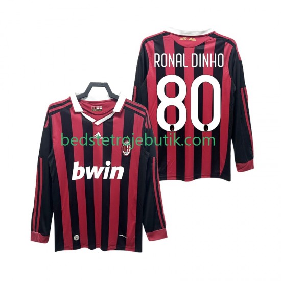 AC Milan RONALDINHO 80 2009 Retro Mænd Hjemmebane Fodboldtrøje 2010 Langærmet