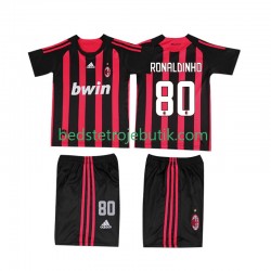 AC Milan RONALDINHO 80 2009 Retro Børn Hjemmebane Fodboldtrøje 2008 Kortærmet