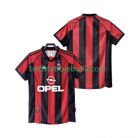 AC Milan Retro Mænd Hjemmebane Fodboldtrøje 1999 1998 Kortærmet