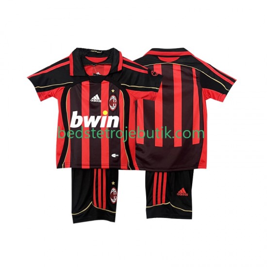 AC Milan 2007 Retro Børn Hjemmebane Fodboldtrøje 2006 Kortærmet