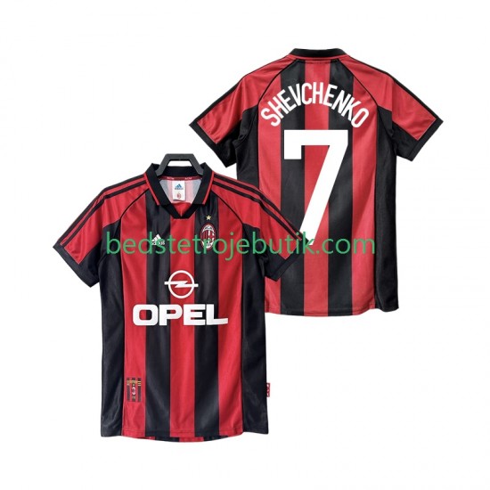 AC Milan SHEVCHENKO 7 Retro Mænd Hjemmebane Fodboldtrøje 1999 1998 Kortærmet
