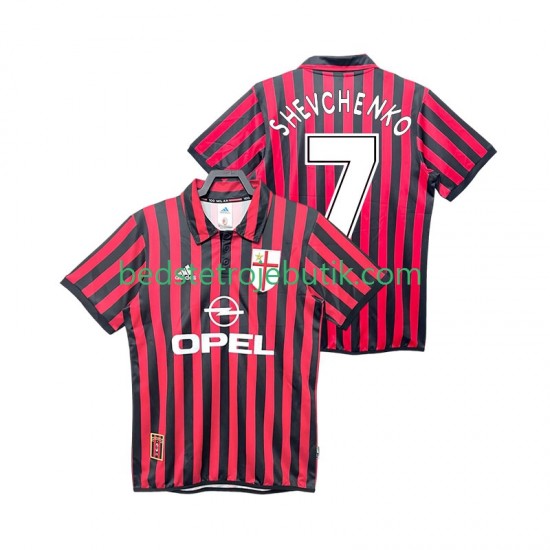 AC Milan SHEVCHENKO 7 2000 Retro Mænd Hjemmebane Fodboldtrøje 1999 Kortærmet