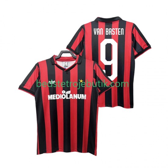 AC Milan VAN BASTEN 9 1990 1991 Retro Mænd Hjemmebane Fodboldtrøje Kortærmet