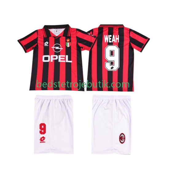 AC Milan WEAH 9 1996 1997 Retro Børn Hjemmebane Fodboldtrøje Kortærmet