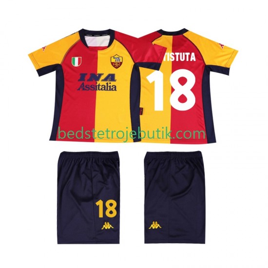 AS Roma BATISTUTA 18 2001 Retro Børn Hjemmebane Fodboldtrøje Kortærmet