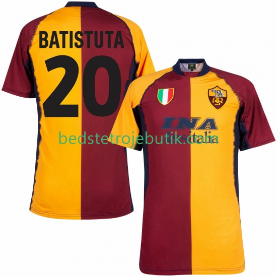 AS Roma Batistuta 20 2000 2001 Retro Mænd Hjemmebane Fodboldtrøje Kortærmet