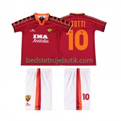 AS Roma TOTTI 10 Retro Børn Hjemmebane Fodboldtrøje 1999 1998 Kortærmet