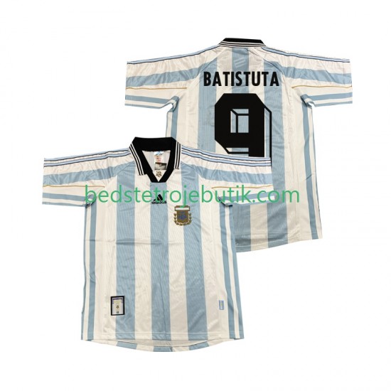 Argentina BATISUTA 9 Retro Mænd Hjemmebane Fodboldtrøje 1998 Kortærmet