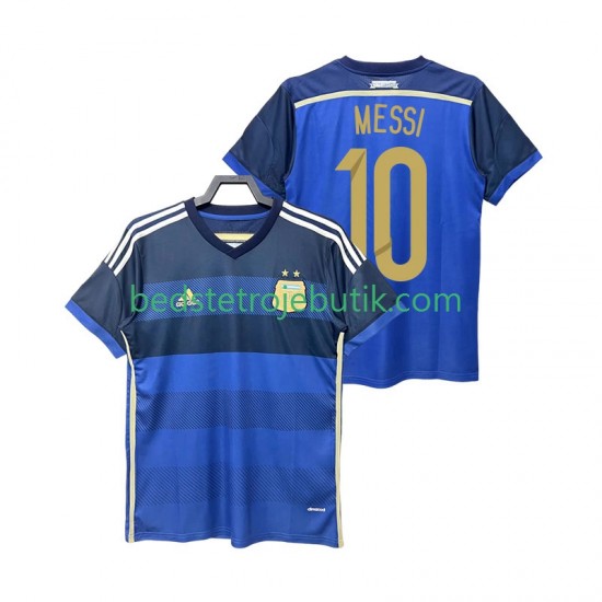 Argentina Lionel Messi 10 2014 Retro Mænd Udebane Fodboldtrøje Kortærmet