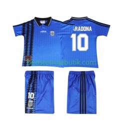 Argentina MARADONA 10 1994 Retro Børn Udebane Fodboldtrøje Kortærmet