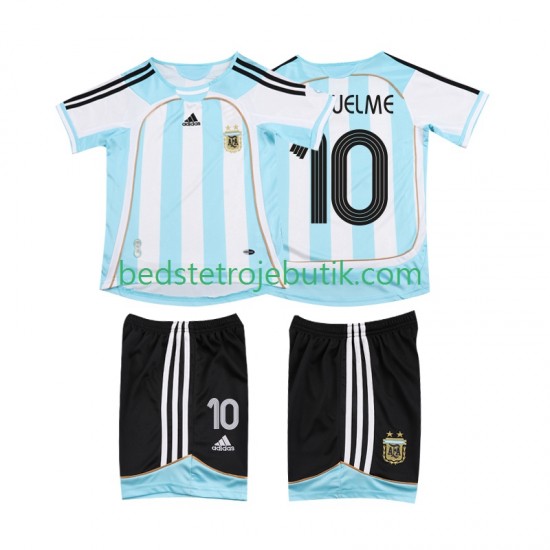 Argentina RIQUELME 10 2007 Retro Børn Hjemmebane Fodboldtrøje 2006 Kortærmet