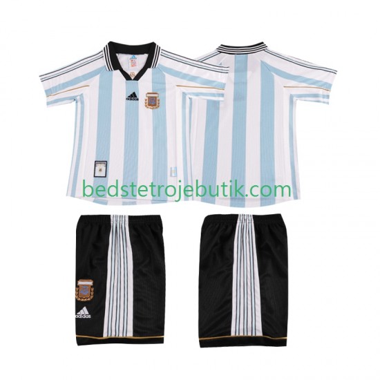 Argentina Retro Børn Hjemmebane Fodboldtrøje 1998 Kortærmet