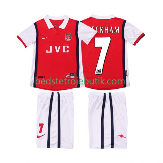 Arsenal BECKHAM 7 Retro Børn Hjemmebane Fodboldtrøje 1999 1998 Kortærmet