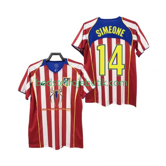 Atlético Madrid SIMEONE 14 2005 Retro Mænd Hjemmebane Fodboldtrøje 2004 Kortærmet