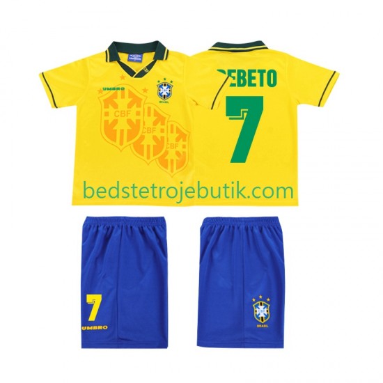Brasilien BEBETO 7 1994 Retro Børn Hjemmebane Fodboldtrøje Kortærmet