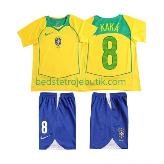 Brasilien KAKA 8 Retro Børn Hjemmebane Fodboldtrøje 2004 Kortærmet