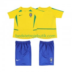 Brasilien Retro Børn Hjemmebane Fodboldtrøje 2002 Kortærmet