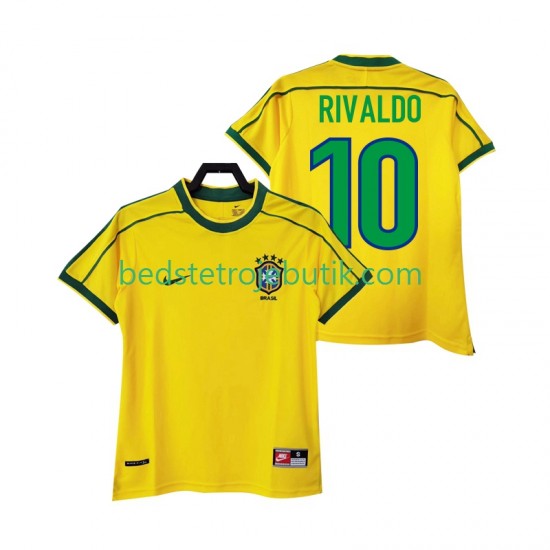 Brasilien RIVALDO 10 Retro Mænd Hjemmebane Fodboldtrøje 1998 Kortærmet