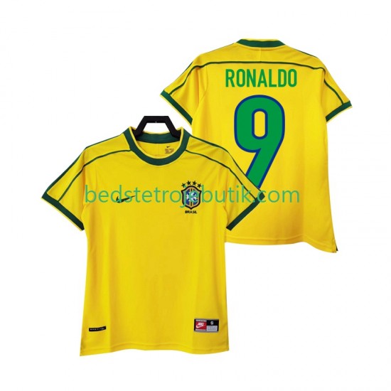 Brasilien RONALDO 9 Retro Mænd Hjemmebane Fodboldtrøje 1998 Kortærmet